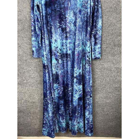 Soft Surroundings Velvet Dress Women's Large Maxi Blue and Purple Long Sleeve - Picture 4 of 15